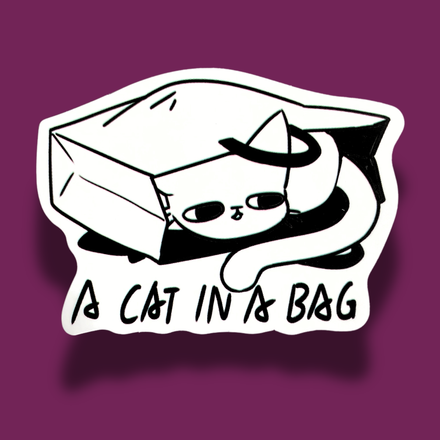 A Cat In A Bag Sticker