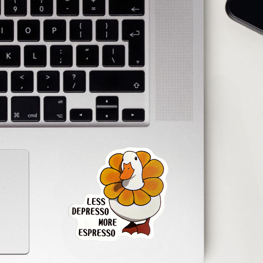 Less Depresso More Espresso Sticker
